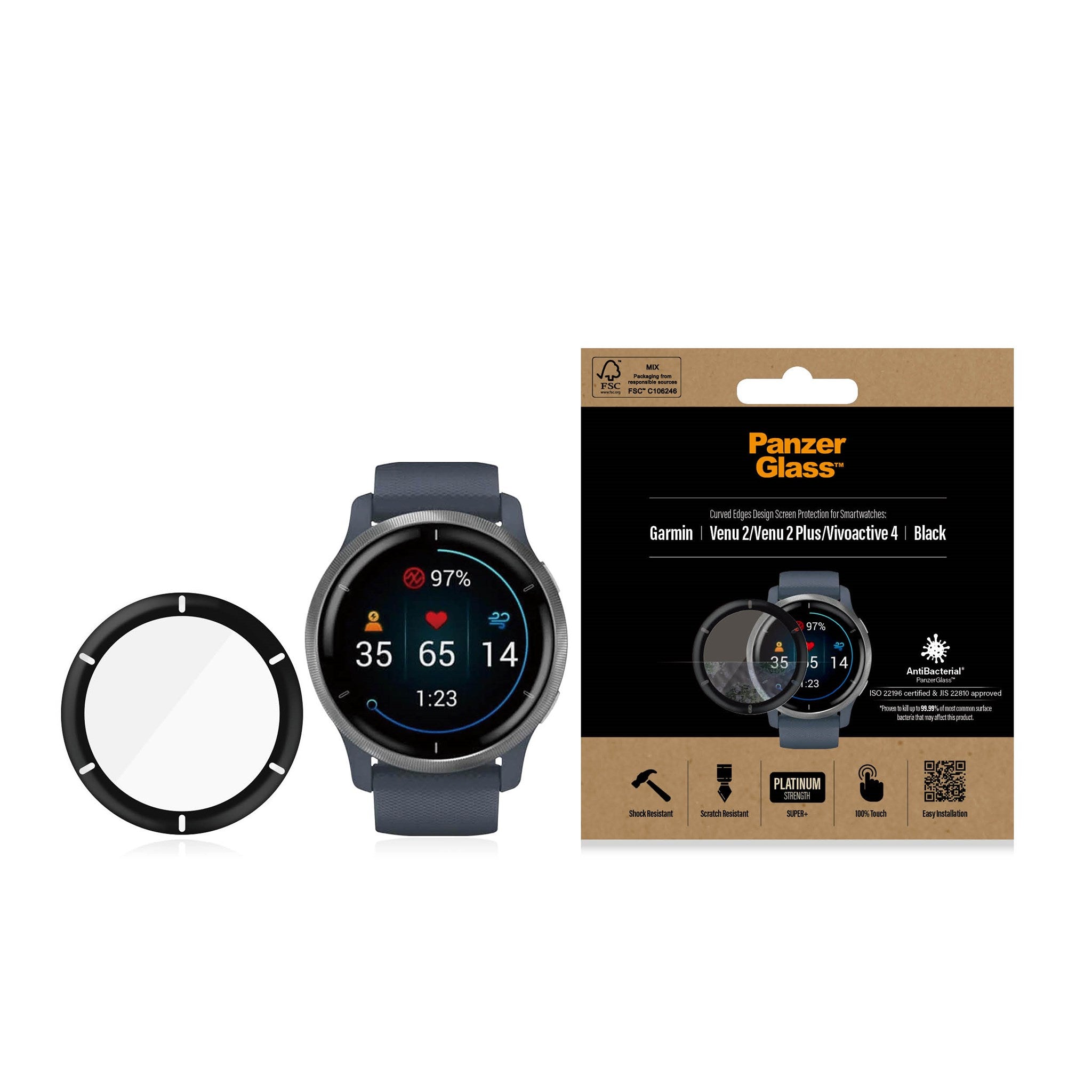 PanzerGlass® Skærmbeskyttelse Garmin Venu 2 | Vivoactive 4